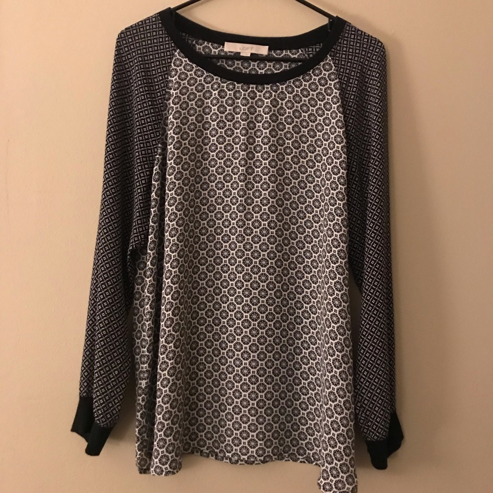NWOT Dark Blue Medallion Blouse